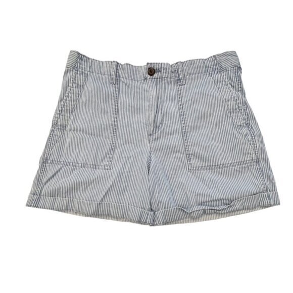 🛍️2 for $25 Sale🛍️Gap Womens Shorts‎ 8 Blue White Stretch Chino Striped Casual - Picture 1 of 10